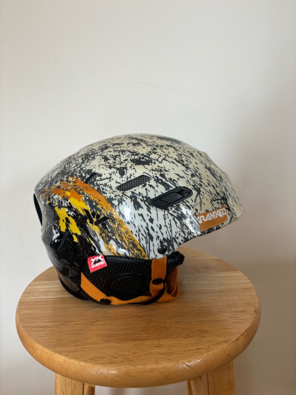 Kranked Ski Snowboard Helmet Size S/M White Splatter Graphic Adjustable